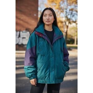 Vintage 90s Columbia Bugaboo Size S Green Purple Maroon 3-in-1 Jacket Water